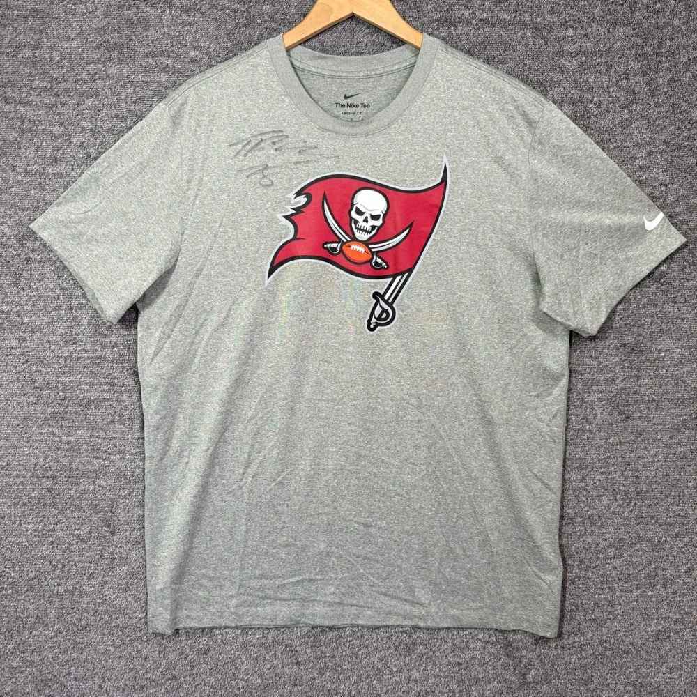 Nike Tampa Bay Buccaneers T-Shirt Mens XL Signed Dri-FIT Gray NFL Football